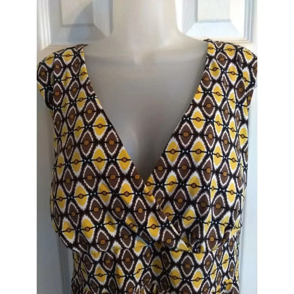 Cocomo Woman Top Brown Yellow Sleeveless Built-in Bra Tie Back No Tags Bust 46" - Picture 2 of 6